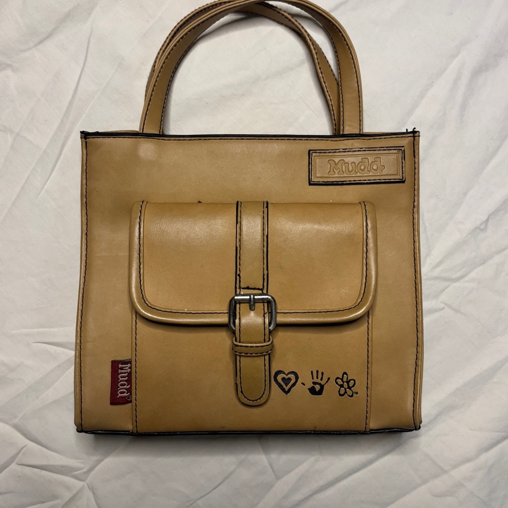 Mudd Tan Satchel with Decorative Accents